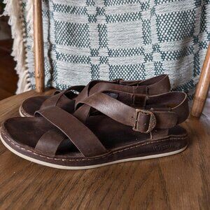 Chaco Strappy Dark Brown Leather Sandals